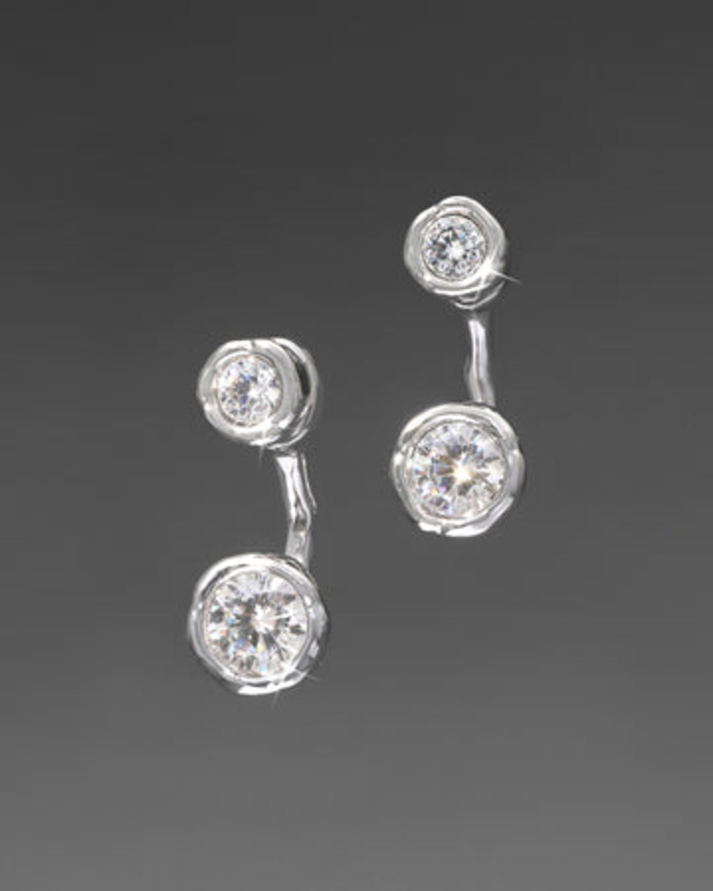 Alexis Bittar Asterales Silver Molten Front Back Earring
